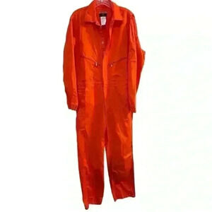 Walls Men's Orange Twill Coveralls Workwear with Utility Pockets Size 44